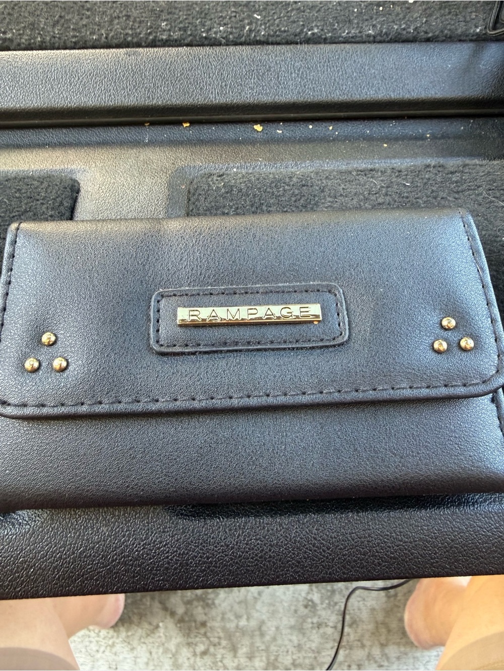 Rampage Black Wallet with Gold Accents and Studs